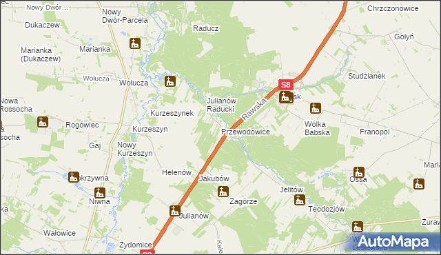 mapa Przewodowice, Przewodowice na mapie Targeo