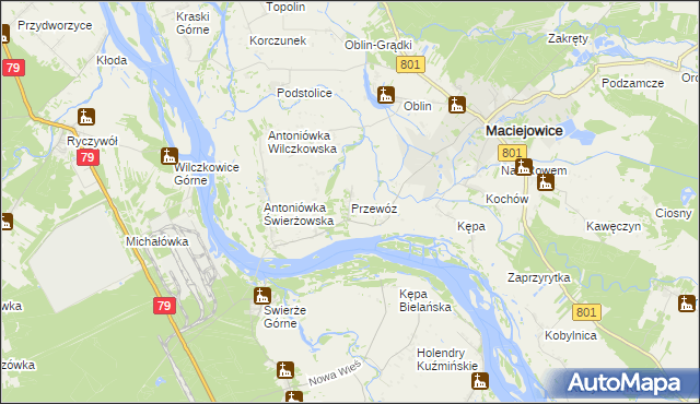 mapa Przewóz gmina Maciejowice, Przewóz gmina Maciejowice na mapie Targeo