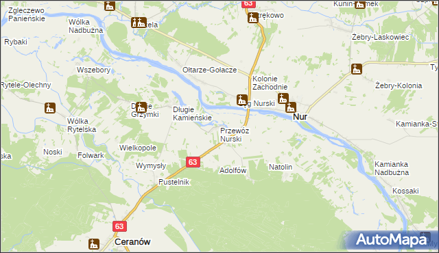 mapa Przewóz Nurski, Przewóz Nurski na mapie Targeo