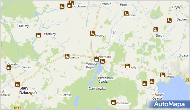 mapa Przezmark gmina Stary Dzierzgoń, Przezmark gmina Stary Dzierzgoń na mapie Targeo