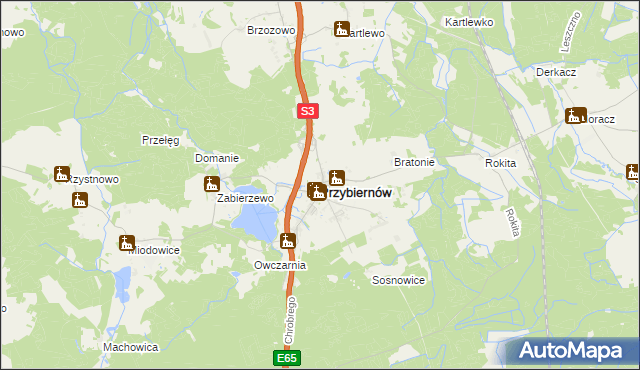 mapa Przybiernów, Przybiernów na mapie Targeo