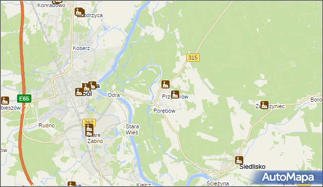 mapa Przyborów gmina Nowa Sól, Przyborów gmina Nowa Sól na mapie Targeo