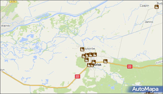 mapa Przyborów gmina Słońsk, Przyborów gmina Słońsk na mapie Targeo