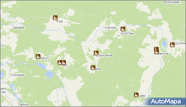 mapa Przyborowice gmina Gubin, Przyborowice gmina Gubin na mapie Targeo