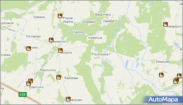 mapa Przybrodzie gmina Główczyce, Przybrodzie gmina Główczyce na mapie Targeo