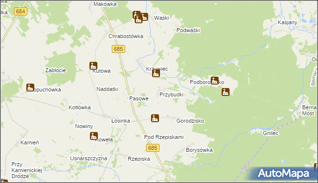 mapa Przybudki, Przybudki na mapie Targeo