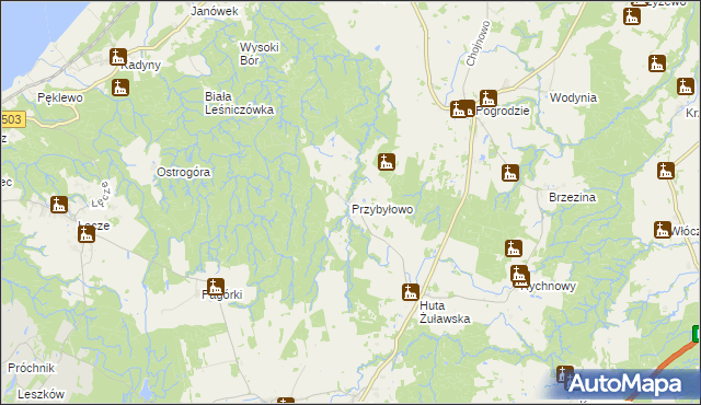 mapa Przybyłowo gmina Tolkmicko, Przybyłowo gmina Tolkmicko na mapie Targeo