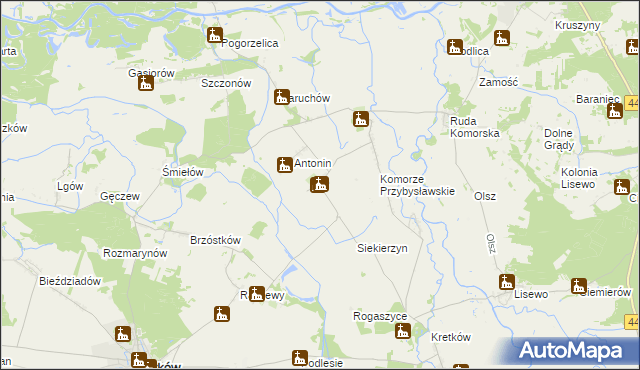 mapa Przybysław gmina Żerków, Przybysław gmina Żerków na mapie Targeo