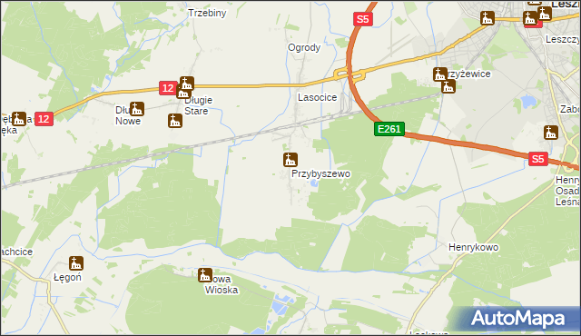 mapa Przybyszewo gmina Święciechowa, Przybyszewo gmina Święciechowa na mapie Targeo