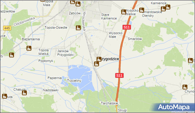 mapa Przygodzice, Przygodzice na mapie Targeo