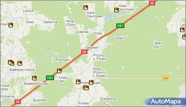 mapa Przyjmy k. Poręby, Przyjmy k. Poręby na mapie Targeo