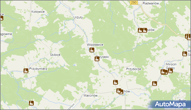 mapa Przylaski gmina Brzeźnica, Przylaski gmina Brzeźnica na mapie Targeo