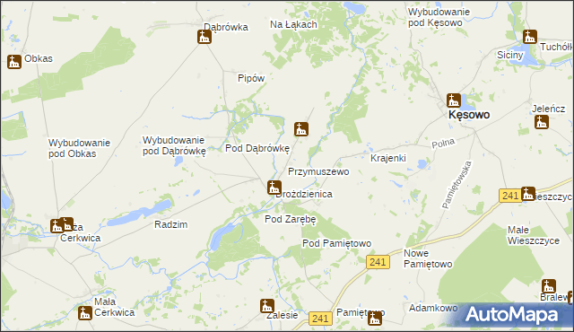 mapa Przymuszewo gmina Kęsowo, Przymuszewo gmina Kęsowo na mapie Targeo