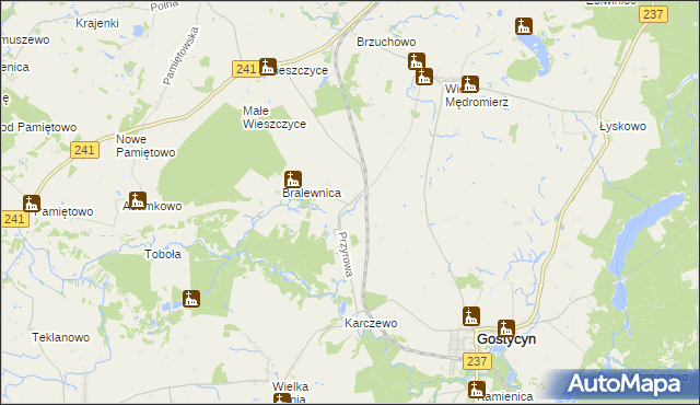 mapa Przyrowa gmina Gostycyn, Przyrowa gmina Gostycyn na mapie Targeo