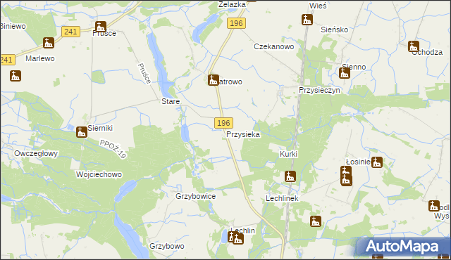 mapa Przysieka gmina Wągrowiec, Przysieka gmina Wągrowiec na mapie Targeo