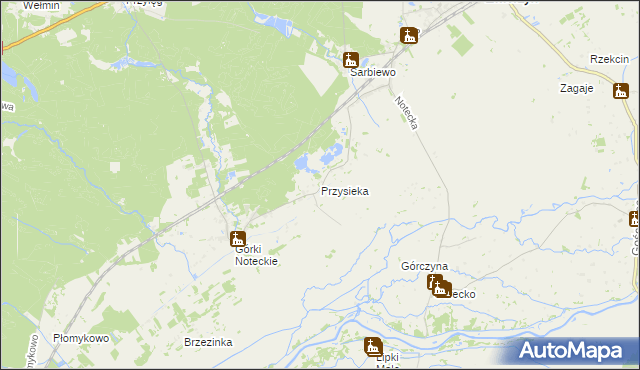 mapa Przysieka gmina Zwierzyn, Przysieka gmina Zwierzyn na mapie Targeo