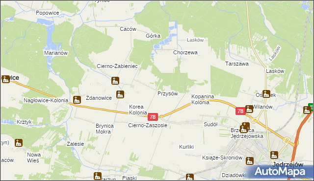 mapa Przysów, Przysów na mapie Targeo