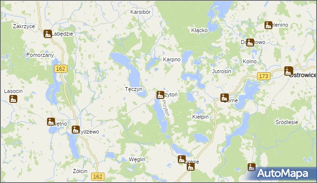 mapa Przytoń gmina Ostrowice, Przytoń gmina Ostrowice na mapie Targeo