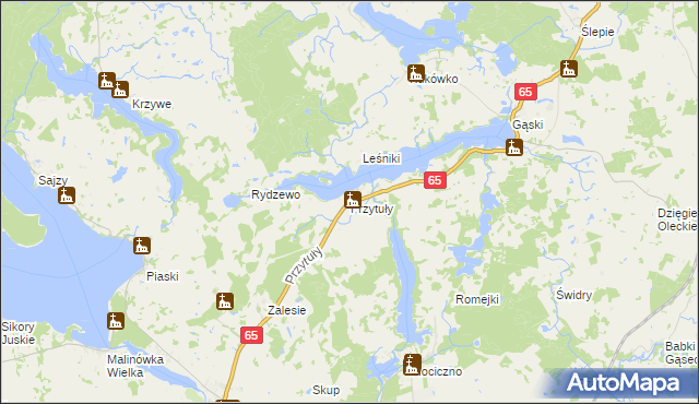 mapa Przytuły gmina Ełk, Przytuły gmina Ełk na mapie Targeo