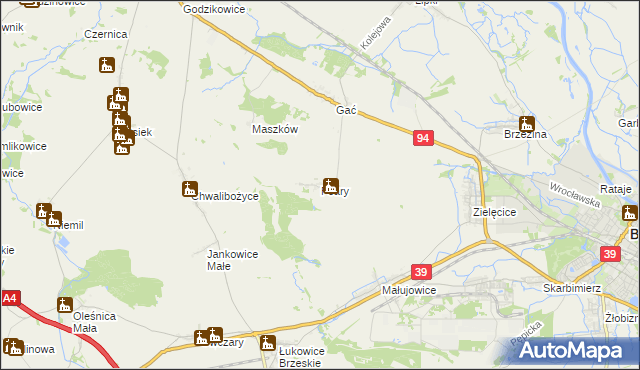 mapa Psary gmina Oława, Psary gmina Oława na mapie Targeo