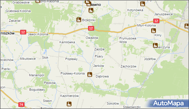 mapa Psary gmina Sławno, Psary gmina Sławno na mapie Targeo