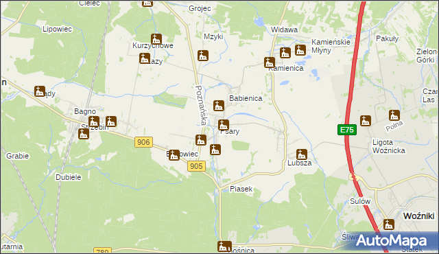 mapa Psary gmina Woźniki, Psary gmina Woźniki na mapie Targeo