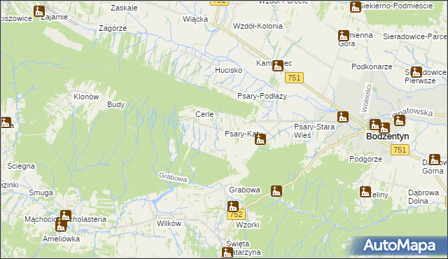 mapa Psary-Kąty, Psary-Kąty na mapie Targeo