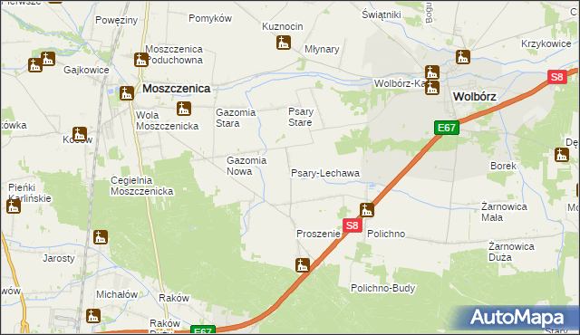 mapa Psary-Lechawa, Psary-Lechawa na mapie Targeo