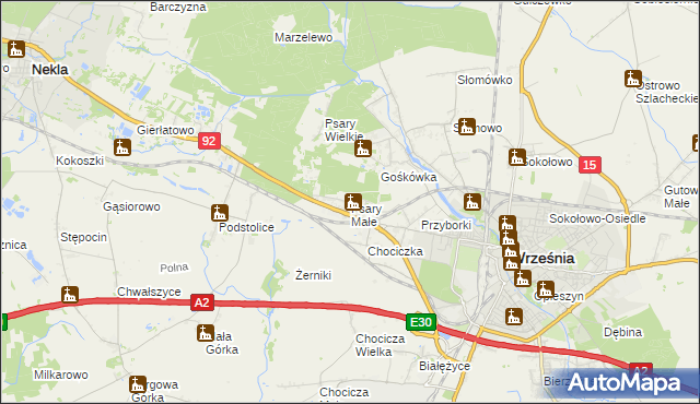 mapa Psary Małe gmina Września, Psary Małe gmina Września na mapie Targeo