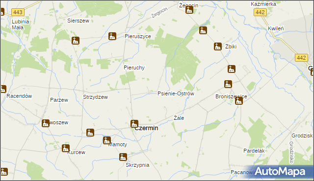 mapa Psienie-Ostrów, Psienie-Ostrów na mapie Targeo