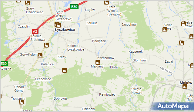 mapa Pszczonów, Pszczonów na mapie Targeo