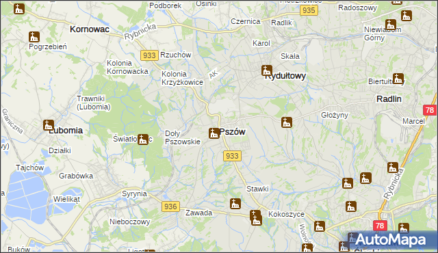 mapa Pszów, Pszów na mapie Targeo