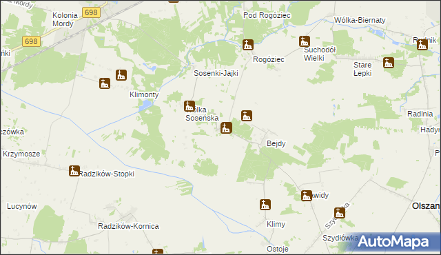 mapa Ptaszki, Ptaszki na mapie Targeo