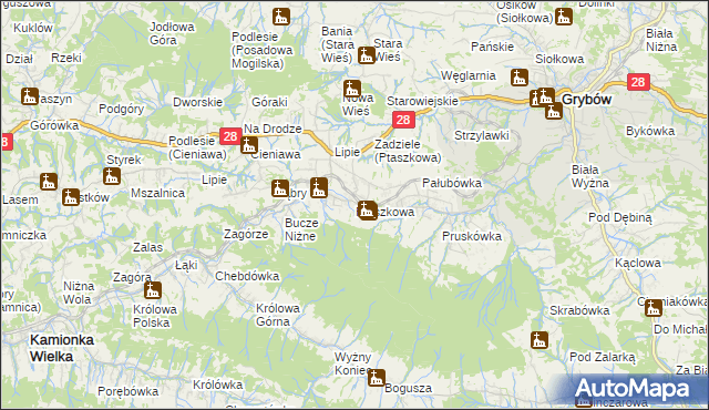 mapa Ptaszkowa, Ptaszkowa na mapie Targeo