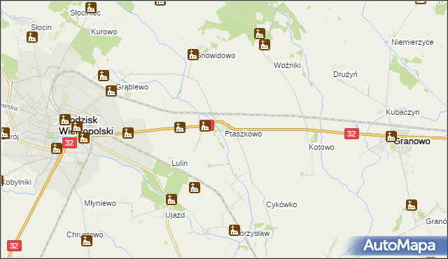 mapa Ptaszkowo, Ptaszkowo na mapie Targeo