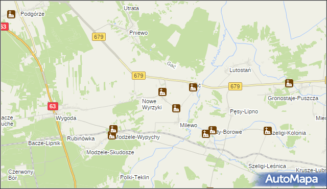 mapa Puchały gmina Łomża, Puchały gmina Łomża na mapie Targeo