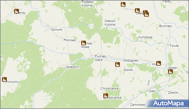 mapa Puchały Stare, Puchały Stare na mapie Targeo