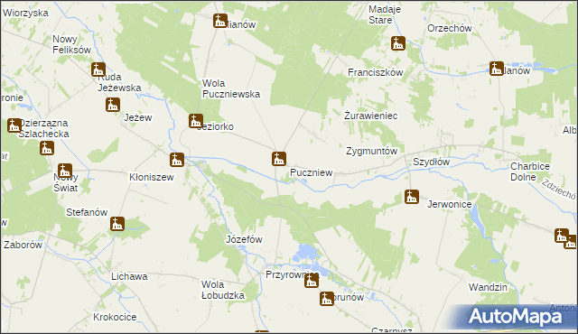 mapa Puczniew, Puczniew na mapie Targeo