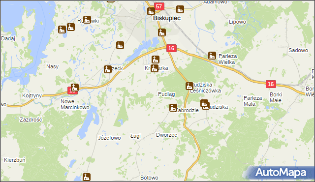 mapa Pudląg, Pudląg na mapie Targeo