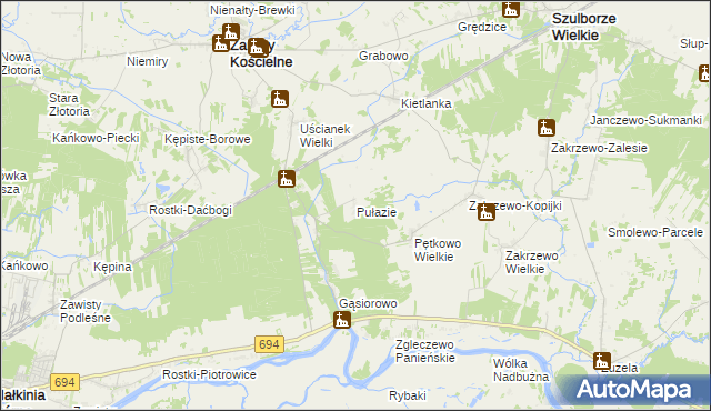 mapa Pułazie, Pułazie na mapie Targeo