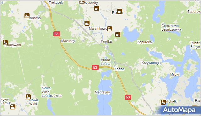 mapa Purda Leśna, Purda Leśna na mapie Targeo