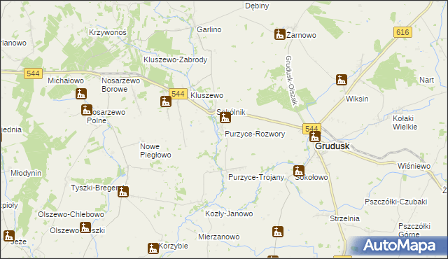 mapa Purzyce-Rozwory, Purzyce-Rozwory na mapie Targeo