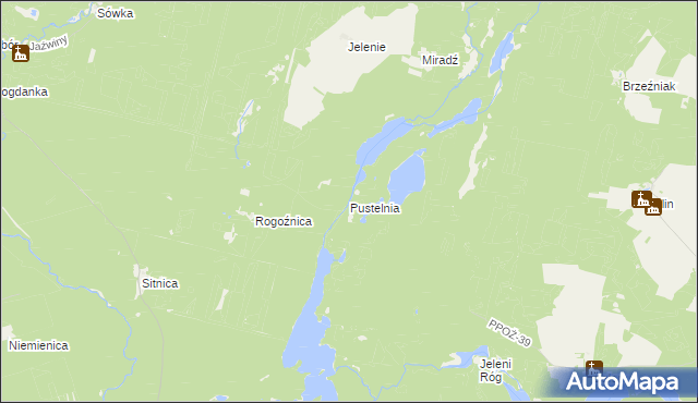mapa Pustelnia gmina Człopa, Pustelnia gmina Człopa na mapie Targeo