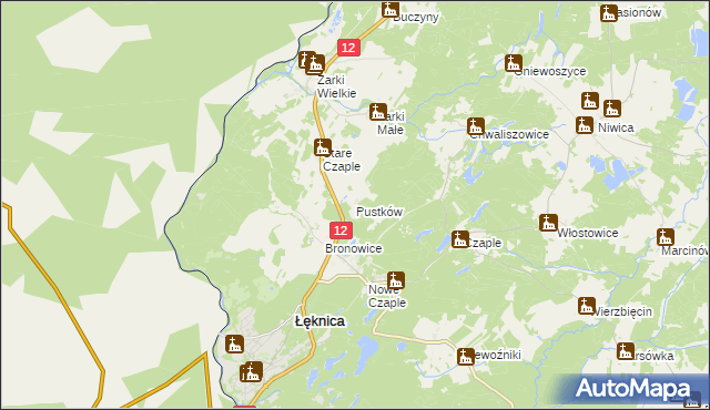 mapa Pustków gmina Trzebiel, Pustków gmina Trzebiel na mapie Targeo