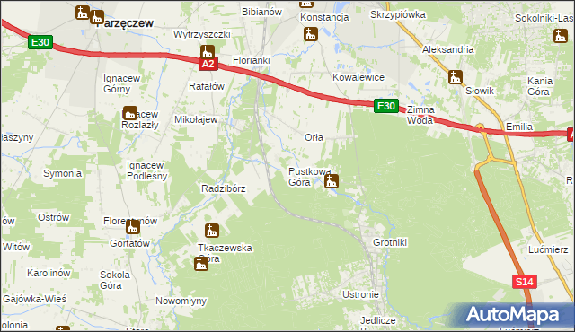 mapa Pustkowa Góra, Pustkowa Góra na mapie Targeo