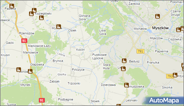 mapa Pustkowie Lgockie, Pustkowie Lgockie na mapie Targeo