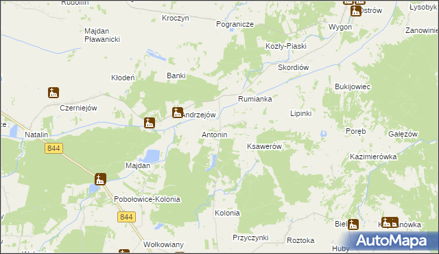 mapa Puszcza gmina Żmudź, Puszcza gmina Żmudź na mapie Targeo