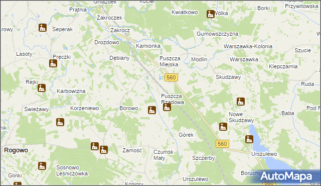 mapa Puszcza Rządowa, Puszcza Rządowa na mapie Targeo