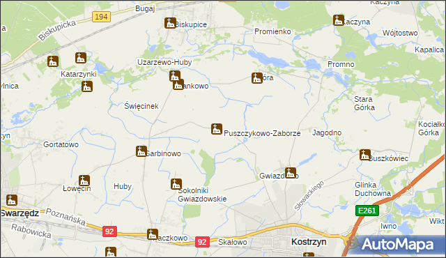 mapa Puszczykowo-Zaborze, Puszczykowo-Zaborze na mapie Targeo