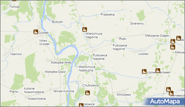 mapa Putkowice Nadolne, Putkowice Nadolne na mapie Targeo